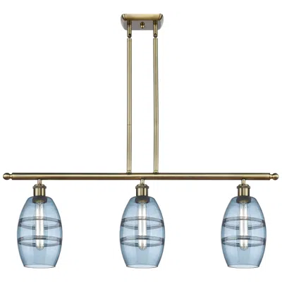 Innovations Lighting Ballston Vaz 36"w 3-light Antique Brass Stem Island Light W/ 6" B In Gold
