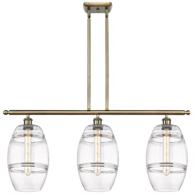 Innovations Lighting Ballston Vaz 36"w 3-light Antique Brass Stem Island Light W/ 8" C In Multi