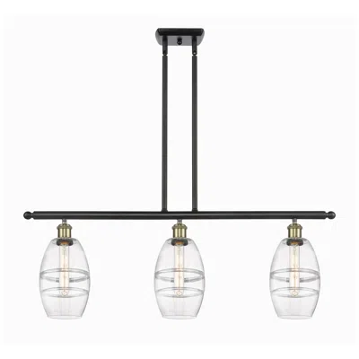 Innovations Lighting Ballston Vaz 36"w 3-light Black Brass Stem Island Light W/ 6" Cle