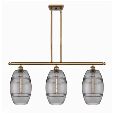 Innovations Lighting Ballston Vaz 36"w 3-light Brushed Brass Stem Island Light W/ 8" S