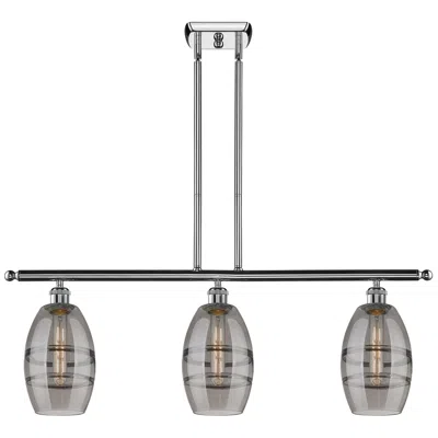 Innovations Lighting Ballston Vaz 36"w 3-light Chrome Stem Island Light W/ 6" Smoke Sh