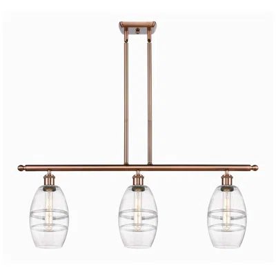 Innovations Lighting Ballston Vaz 36"w 3-light Copper Stem Island Light W/ 6" Clear Sh