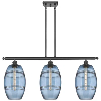 Innovations Lighting Ballston Vaz 36"w 3-light Oiled Bronze Stem Island Light W/ 8" Bl