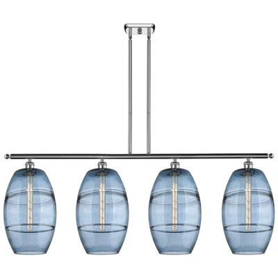 Innovations Lighting Ballston Vaz 48.25"w 4-light Chrome Stem Island Light W/ Blue Shade