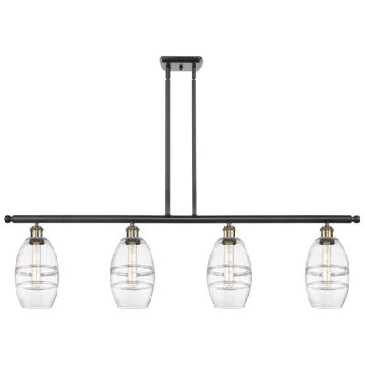 Innovations Lighting Ballston Vaz 48"w 4-light Black Brass Stem Island Light W/ 6" Cle
