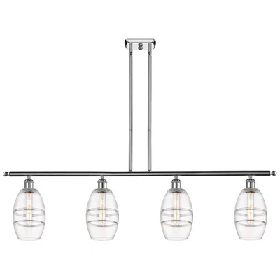 Innovations Lighting Ballston Vaz 48"w 4-light Chrome Stem Island Light W/ 6" Clear Sh In Gray