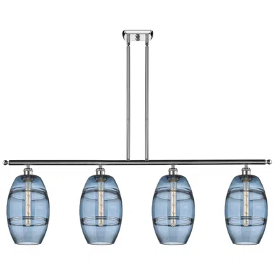 Innovations Lighting Ballston Vaz 48"w 4-light Chrome Stem Island Light W/ 8" Blue Sha