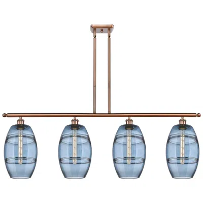 Innovations Lighting Ballston Vaz 48"w 4-light Copper Stem Island Light W/ 8" Blue Sha