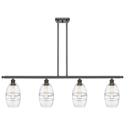 Innovations Lighting Ballston Vaz 48"w 4-light Oiled Bronze Stem Island Light W/ 6" Cl In Black