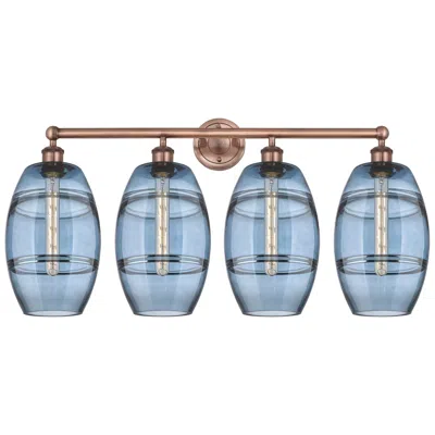Innovations Lighting Ballston Vaz 4-light Oiled Bronze Vanity Light W/ Blue Shade
