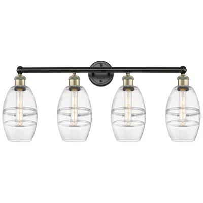 Innovations Lighting Ballston Vaz 4-light Vanity Light W/ Clear Shade In Black