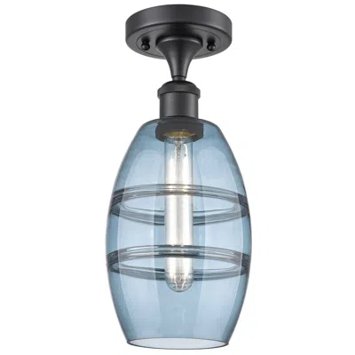 Innovations Lighting Ballston Vaz 5.88" Wide Matte Black Semi-flush Mount W/ Princess Blue