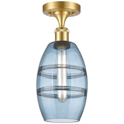Innovations Lighting Ballston Vaz 5.88" Wide Satin Gold Semi-flush Mount W/ Princess Blue S
