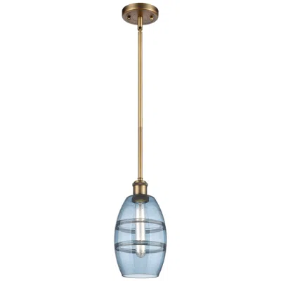 Innovations Lighting Ballston Vaz 5.88"w Brushed Brass Stemmed Mini Pendant W/ Blue Shade