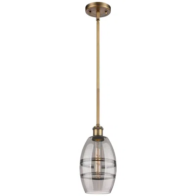 Innovations Lighting Ballston Vaz 5.88"w Brushed Brass Stemmed Mini Pendant W/ Light Smoke