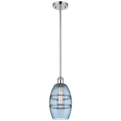 Innovations Lighting Ballston Vaz 5.88"w Chrome Stemmed Mini Pendant W/ Princess Blue Shade