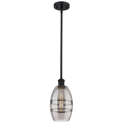 Innovations Lighting Ballston Vaz 5.88"w Matte Black Stemmed Mini Pendant W/ Light Smoke Sh