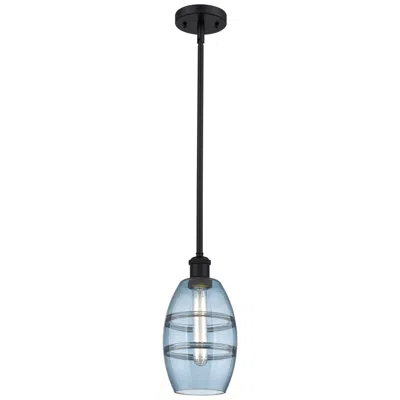 Innovations Lighting Ballston Vaz 5.88"w Matte Black Stemmed Mini Pendant W/ Princess Blue