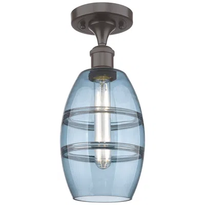 Innovations Lighting Ballston Vaz 5.88"w Oiled Bronze Semi-flush Mount W/ Princess Blue Sha