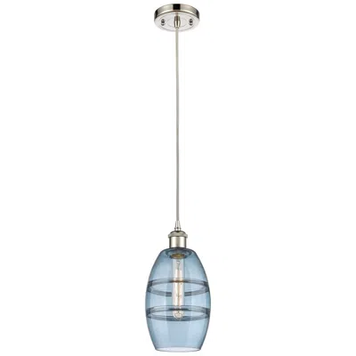 Innovations Lighting Ballston Vaz 5.88"w Polished Nickel Corded Mini Pendant W/ Blue Shade