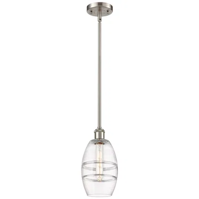 Innovations Lighting Ballston Vaz 5.88"w Satin Nickel Stemmed Mini Pendant W/ Clear Shade
