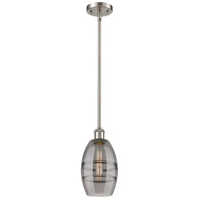Innovations Lighting Ballston Vaz 5.88"w Satin Nickel Stemmed Mini Pendant W/ Light Smoke S