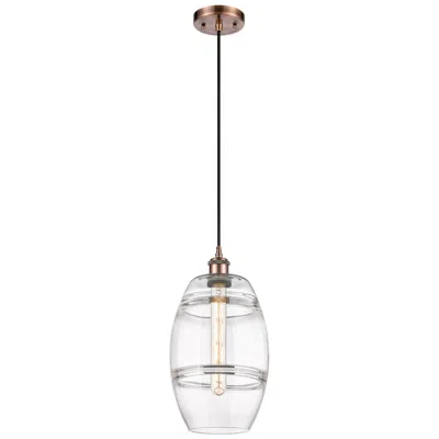 Innovations Lighting Ballston Vaz 8" Wide Antique Copper Cord Hung Mini Pendant With Clear