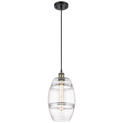 Innovations Lighting Ballston Vaz 8" Wide Black Antique Brass Corded Mini Pendant W/ Clear