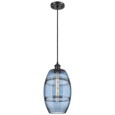 Innovations Lighting Ballston Vaz 8" Wide Matte Black Corded Mini Pendant W/ Princess Blue