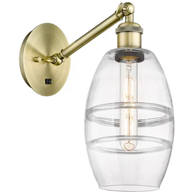 Innovations Lighting Ballston Vaz 8.13"h Antique Brass Adjustable Sconce W/ Clear Shade