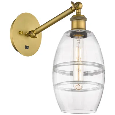 Innovations Lighting Ballston Vaz 8.13"h Brushed Brass Adjustable Sconce W/ Clear Shade