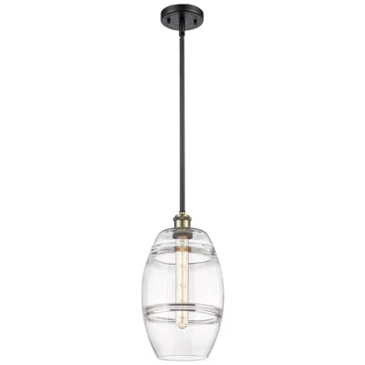 Innovations Lighting Ballston Vaz 8"w Black Antique Brass Stemmed Mini Pendant W/ Clear Sha