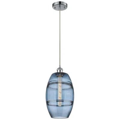 Innovations Lighting Ballston Vaz 8"w Polished Chrome Corded Mini Pendant W/ Princess Blue