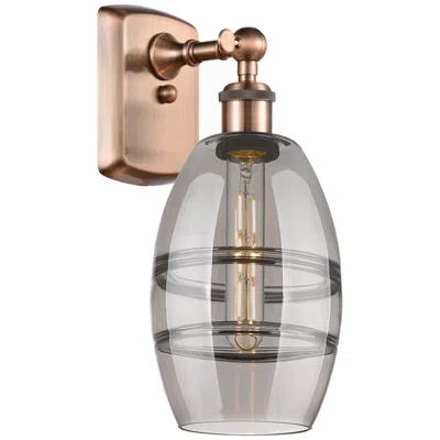 Innovations Lighting Ballston Vaz 9.13" High Antique Copper Sconce With Light Smoke Shade
