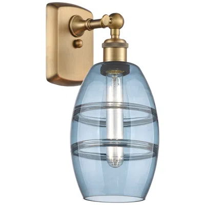 Innovations Lighting Ballston Vaz 9.13" High Brushed Brass Sconce With Princess Blue Shade