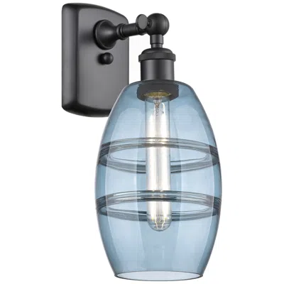 Innovations Lighting Ballston Vaz 9.13" High Matte Black Sconce With Princess Blue Shade