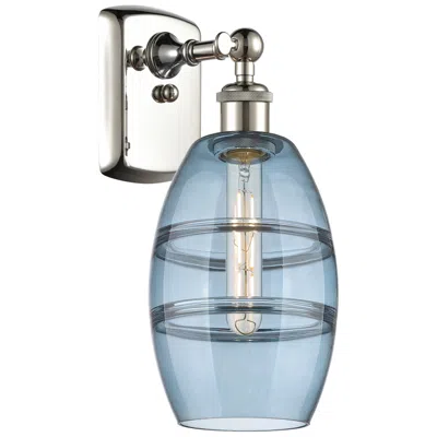 Innovations Lighting Ballston Vaz 9.13" High Polished Nickel Sconce With Princess Blue Shad