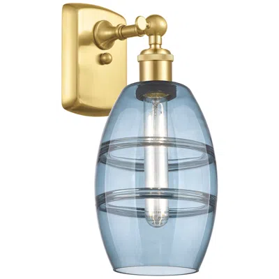 Innovations Lighting Ballston Vaz 9.13" High Satin Gold Sconce With Princess Blue Shade