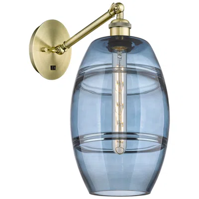 Innovations Lighting Ballston Vaz 9.88"h Antique Brass Adjustable Sconce W/ Blue Shade