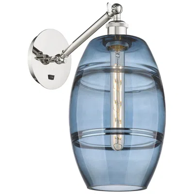 Innovations Lighting Ballston Vaz 9.88"h Polished Nickel Adjustable Sconce W/ Blue Shade