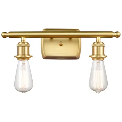 Innovations Lighting Bare Bulb 16" Wide 2 Light Satin Gold Finish Bath Vanity Light