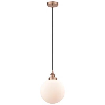 Innovations Lighting Beacon 10" Antique Copper Mini Pendant W/ Matte White Shade