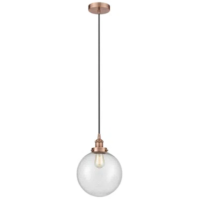 Innovations Lighting Beacon 10" Antique Copper Mini Pendant W/ Seedy Shade