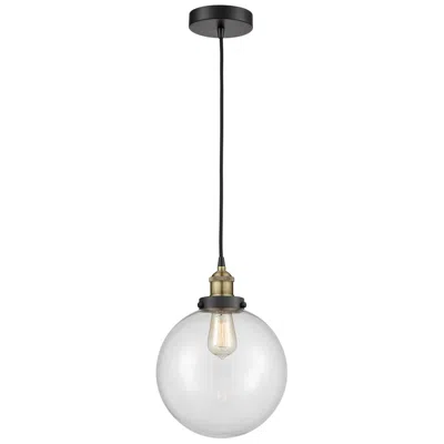 Innovations Lighting Beacon 10" Wide Black Brass Corded Mini Pendant With Clear Shade
