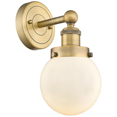 Innovations Lighting Beacon 11 1/2" High Brushed Brass Wall Sconce W/ White Glass