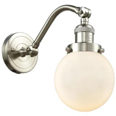 Innovations Lighting Beacon 11.5" High Brushed Satin Nickel Sconce W/ Matte White Shade