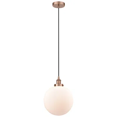 Innovations Lighting Beacon 12" Antique Copper Mini Pendant W/ Matte White Shade