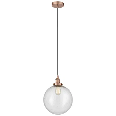 Innovations Lighting Beacon 12" Antique Copper Mini Pendant W/ Seedy Shade