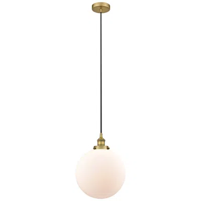 Innovations Lighting Beacon 12" Brushed Brass Mini Pendant W/ Matte White Shade