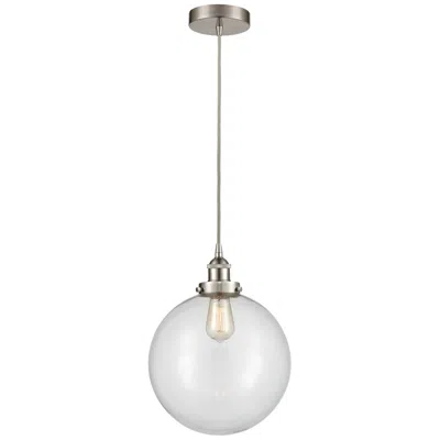 Innovations Lighting Beacon 12" Brushed Satin Nickel Mini Pendant W/ Clear Shade